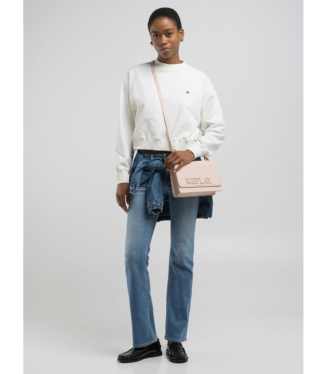 Rロゴ刺繍入りクロップドスウェットシャツ 詳細画像 ナチュラルホワイト 3